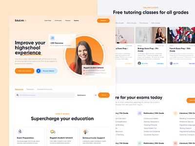 EduLink | EdTech Start-Up Landing Page design edtech education landingpage orange product design ui uidesign ux web design webdesign website