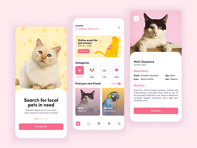 🐾 Pet Adoption | Search App animals app birds catalogue cats design dogs mobile mobile app pet pet adoption product design ui uidesign ux