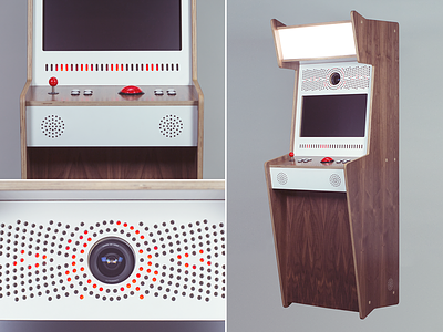 Hubble Booth arcade mid century photo booth plywood walnut