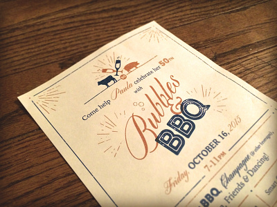 "Bubbles & BBQ" Birthday Party Invitation