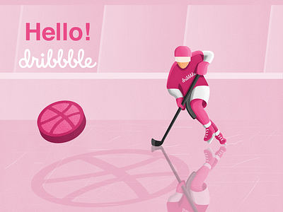 Hello Dribbble! debut dribbble first shot hello dribbble hockey illustraion illustrator invite vector
