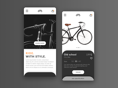 Ecommerce bicycles app app bicycle city gray minimal mobile screen ui ui design ux ux design web webdesign