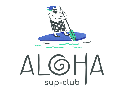 Logotype for SUP-club ALOHA art drawing illustration logodesign logotype