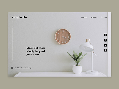 Minimalist decor shop concept decor shop landing page minimalist minimalistic uidesign