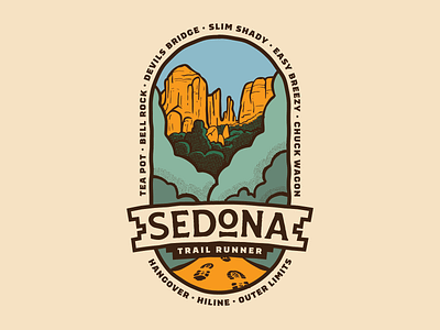 Sedona Trail Runner Badge badge badge design badges emblem graphic design icon illustration illustrator logo logo design typography vector