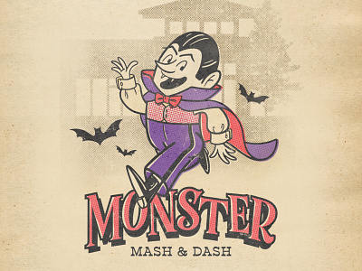 2020 Monster Mash & Dash Mascot graphic design halftones illustration illustrator retro typography