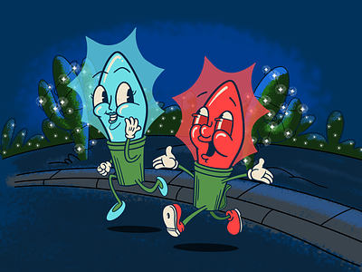 Holiday Lights Run Mascots 2020 illustration illustrator retro textures