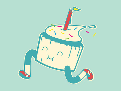 Running Cupcake cartoon cute fun illustration illustrator running silly smile