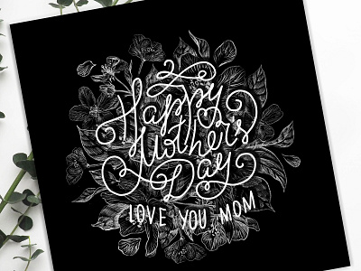 Happy Mothers Day. Love you mom. Greeting card. abstact art background black white design floral greeting card greetingcard handmade illustration lettering love mom mommy mothers day mothersday