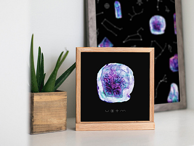 poster with abstract watercolor stone alchemy design esoteric galaxy meteor mineral mystic poster poster art poster design space stone symbol watercolor