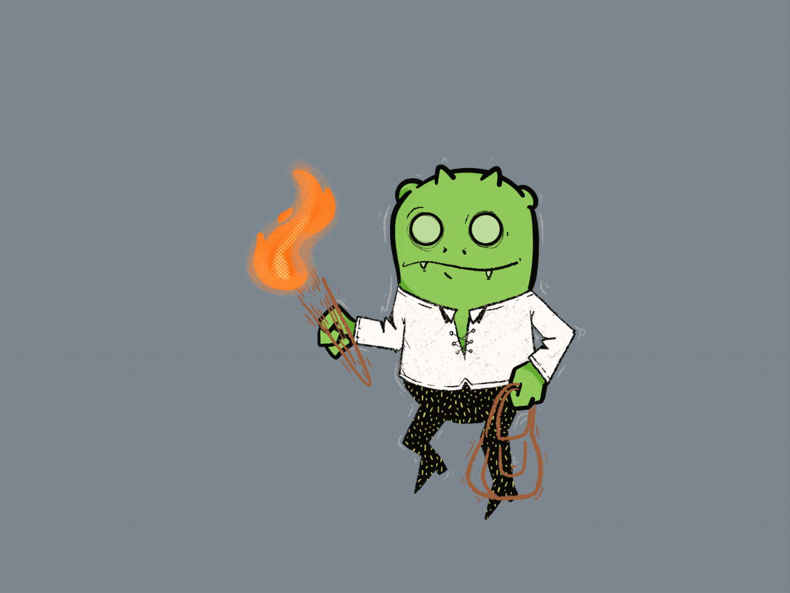 sneaky animation fire flame gif goblin illustration monster procreate procreate app procreate art procreate brush torch