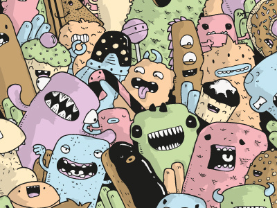 greedy monsters part 3 doodles food greedy illustrator monsters samnuts