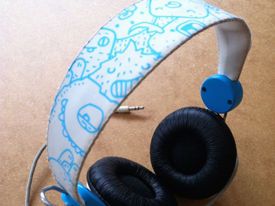 Headphone custom doodles headphone monsters posca samnuts wesc