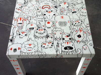 Table Custom custom doodles monster posca samnuts table