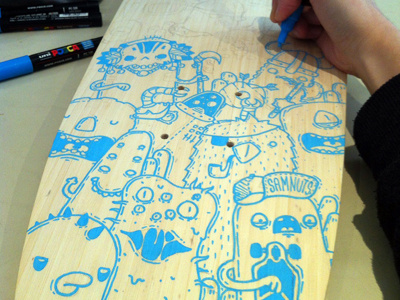 Custom Board custom doodles monster posca samnuts skateboard