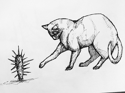 Inktober 2018 - Prickly cat chat daily art daily challange daily drawing illustration ink ink art ink drawing ink illustration inktober inktober 2018 jake parker