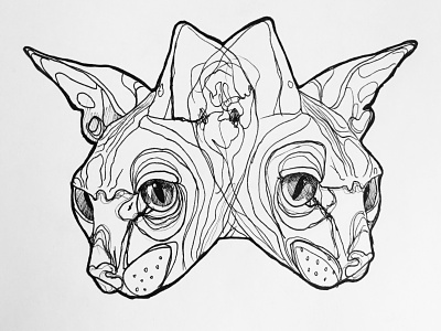 Inktober 2018 - Double cat challenge double cat illustration ink ink drawing inktober inktober 2018 jake parker
