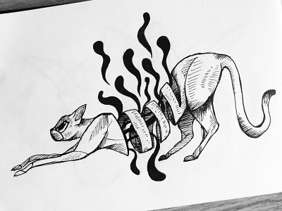 Inktober 2018 - Slice cat challenge illustration ink drawing inkefx inktober inktober 2018 jake parker