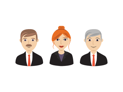 Old, Older, Oldest business illustration people suit vector