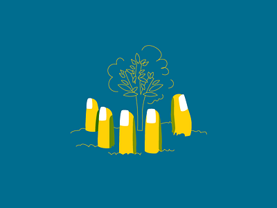 It's alive, it's alive! blue growth hand icon illustration infographic line tree yellow