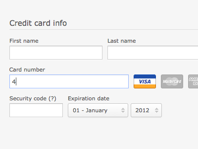 Credit card info