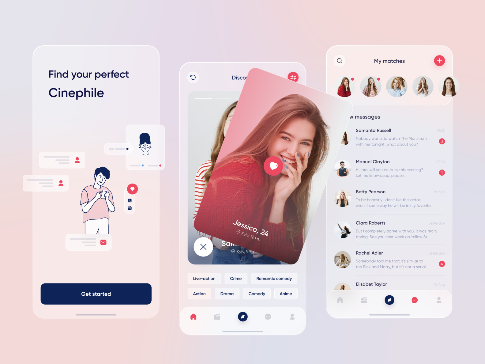 Dating Mobile App by Martha Pavlenko on Dribbble