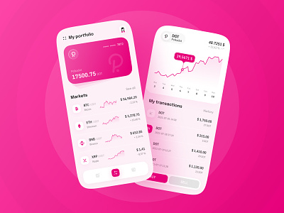 Cryptocurrency Wallet App app cryptocurrency design graph growth interface markets minimal pink playful ui polkadot to the moon transactions trendy ui ui ux wallet app wallet trend