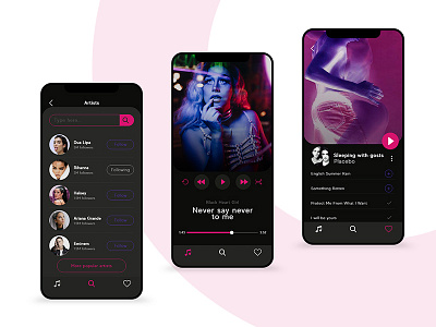 Music player mobile app app design ui web