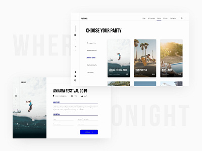 PartyBoo branding design minimal ui web website