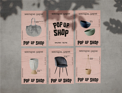 Søstrene Grene Pop up Shop design event flyer flat illustrator minimal poster print design typography vector