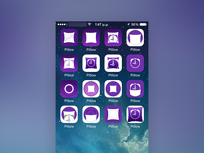 Pillow Rejected Icons app icons ios pillow purple sleep white