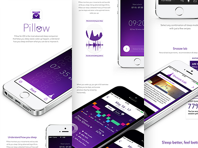 Pillow On Behance app custom design flat ios iphone minimal sleep sleep monitoring sleep tracking