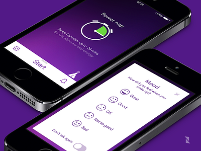 Mood tracking and naps in Pillow app flat grid ios isometric mood multiple selection naps perspective purple sleep ui