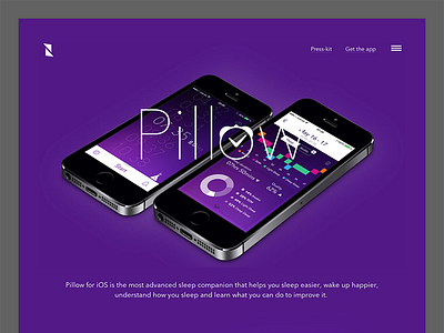 Pillow New Website app ios purple sleep tracking web design website