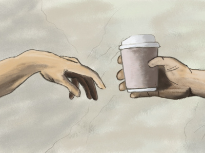 awakening coffee coffee cup hand illustration illustrator photoshop wacom intuos
