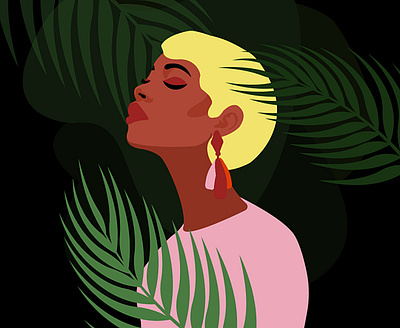tropical girl illustration vector
