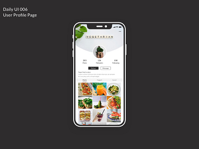 Daily UI 006 User Profile Page dailyui dailyuichallenge design foodie mobile design mobile ui ui vegetarian