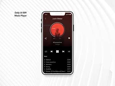 Daily UI 009 - Music Player app black dailyui dailyui009 dailyuichallenge design music music app player song ui white youtube