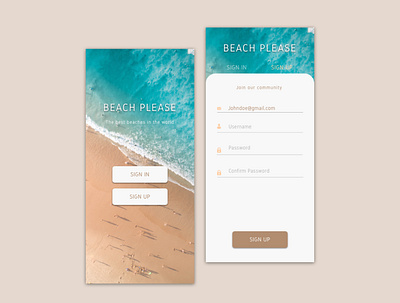 Beach please - Daily UI 001 Challenge beach blue dailyui dailyui001 dailyuichallenge design light signup ui