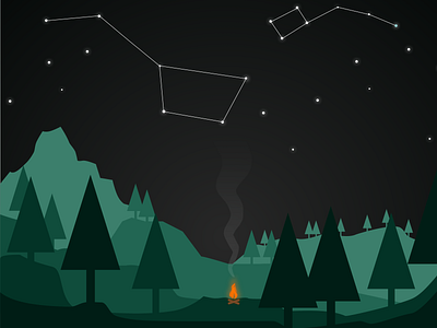 Night Sky big dipper campfire constellation forest little dipper minimal minimalism mountain nature polaris sketch sketchapp vector vector art