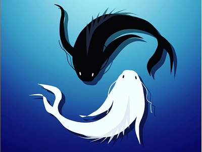 Koi Fish art dark fish illustration koi lights ocean sketch sketchapp vector vectorart yin yang yinyang