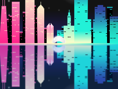 Chicago art bean chicago chicagoskyline city design lake lake michigan moon reflection sears tower sketch sketchapp skyline vector vectorart willis tower