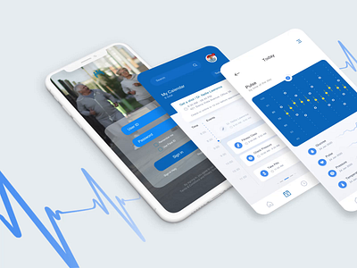 Health app for seniors app blue calendar ui concept elderly hospital medical mobile interface seniors sketch ui design