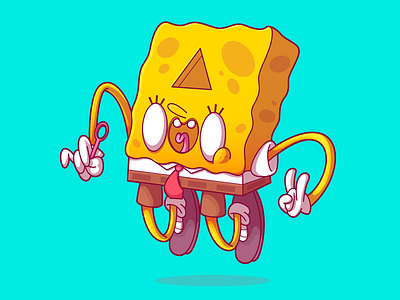 Sponge Bob 4ever brasil brazil campinas character charactern color design dribbble flat fun illustration sao paulo spongebob thunder rockets vector