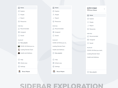 Sidebar Exploration #1 icons product design sidebar sidebar menu sidebar navigation
