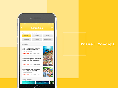 Travel Concept - Activities #1 cards filter mobile ios app reviews sales tourism travel