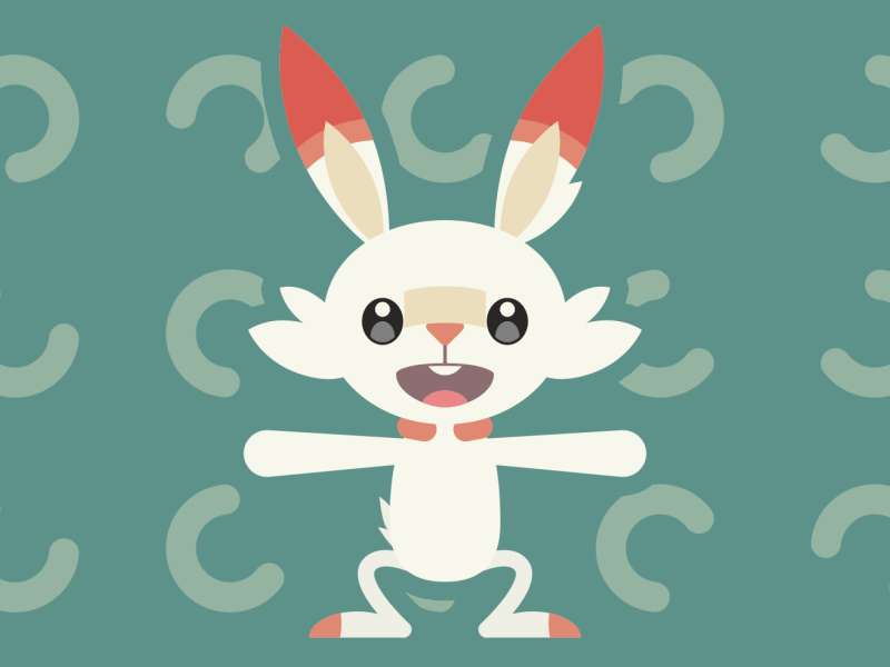 Scorbunny after effects animation animation 2d character illustrator illustrator cc pattern pokemon rabbit scorbunny vector vector animation vector art