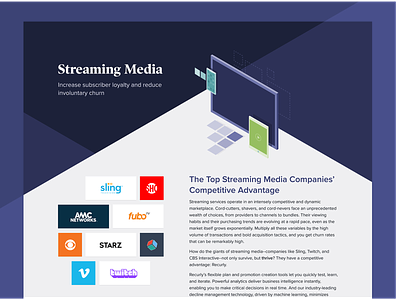 Recurly for Streaming Media Page design fintech landing page ott recurly streaming service web web design webdesign