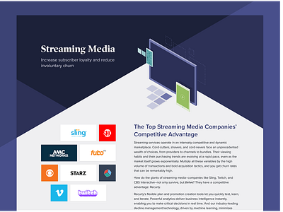 Recurly for Streaming Media Page design fintech landing page ott recurly streaming service web web design webdesign