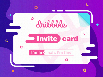 Dribbble Invite Card card color community creative draft dribbble dribble giveaway illustration invitation invite invite design join minimal pink purple round shot smooth vector